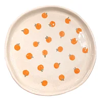 Тарелка ручной работы Малёма с росписью «Мандаринки», керамика, 20 см