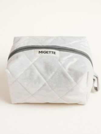 Косметичка ручной работы с карманом Migette, размер М, блестящая с серым подкладом, фото 1.