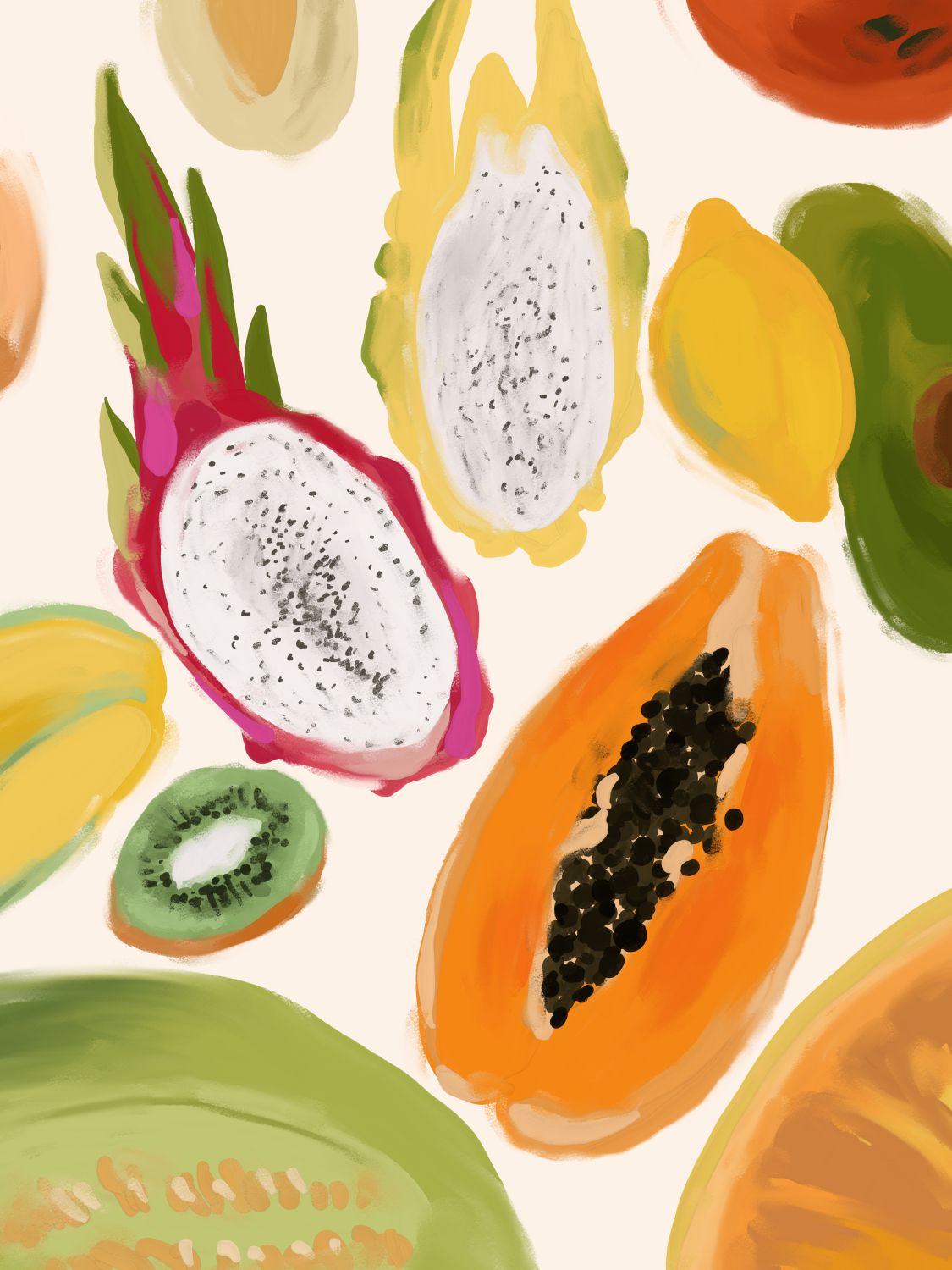 Постер интерьерный «Тропические фрукты», А4