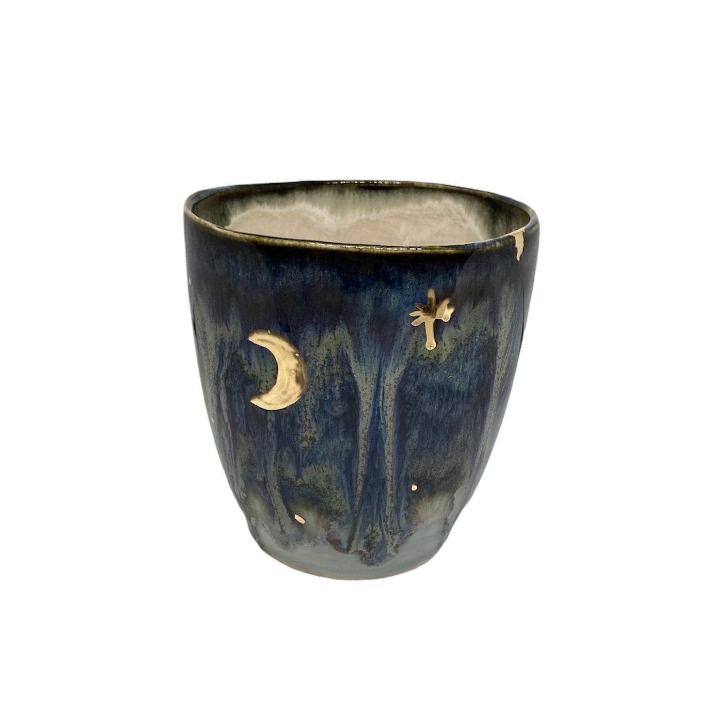Вытянутый керамический стакан с луной и звёздами