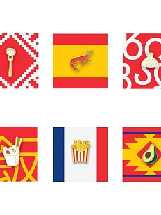 Набор металлических значков Heart of Moscow «Еда», 6 шт, серия Еда