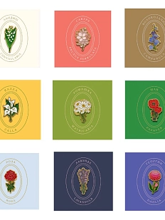 Большой набор металлических значков Heart of Moscow «Цветы №3», 9 шт, серия Цветы