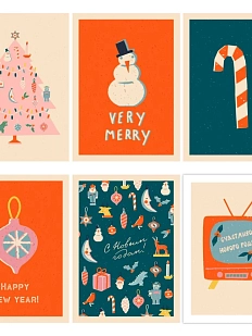 Набор открыток DARI DARI ретро на Новый год №6, 6 шт.