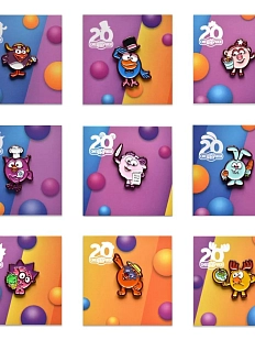 Набор металлических значков Heart of Moscow «Смешарики», 9 шт,  серия Смешарики