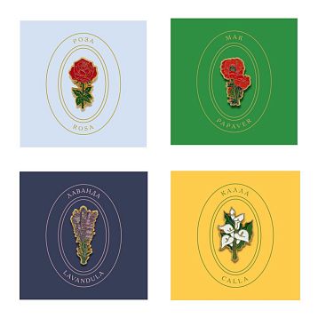 Набор металлических значков Heart of Moscow «Цветы №4», 4 шт, серия Цветы, фото 1.