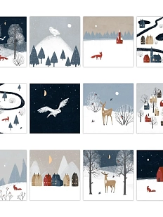 Набор квадратных сканди открыток 12 шт.