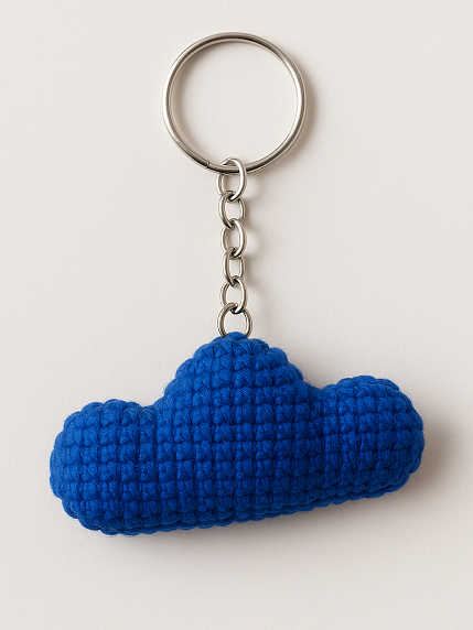 Вязаный брелок «Тучка», синий, фото 1.