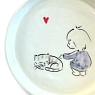 Тарелка ручной работы НАДО ЖЕ с бортиком Девочка с котёнком, керамика, 13-14 см, превью фото 2