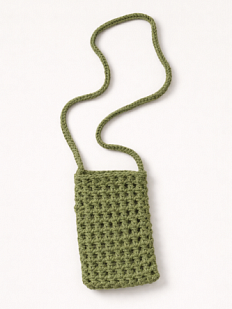 Сумка для телефона вязаная, зелёная