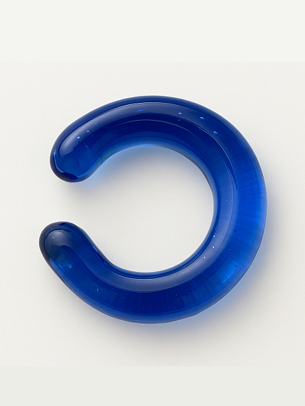 Кафф глянцевый, стекло, синий, прозрачный, фото 1.