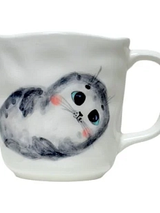 Кружка ручной работы Ким керамика с росписью Тюлень, фарфор, 250 мл