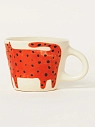 Чашка для чая ручной работы Кот красная, керамика, 250 мл, превью фото 2