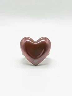 Кольцо ручной работы КерамЕлКа «Сердечко», металлик, керамика