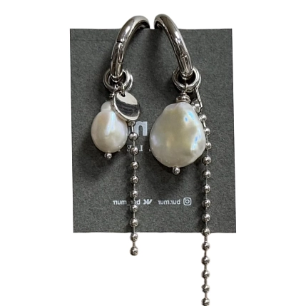 Серьги-конструкторы «White moon», латунь, жемчуг, фото 1.