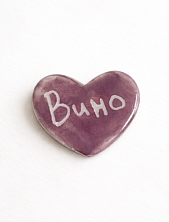 Брошь ручной работы Elizabeth Madar сердечко «Вино», бордовый, керамика