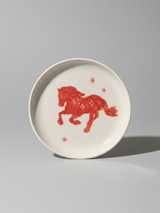 Тарелка ручной работы «Бегущая лошадь», керамика, 15 см