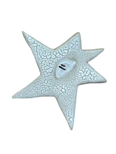 Брошь ручной работы Корсак текстурная «Звезда», бежевая, керамика