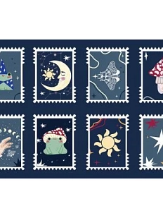 Стикерпак-мини в форме марки «Лягушки и мухомор», А7