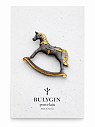 Брошь ручной работы Bulygin «Лошадка», чёрно-золотистая, фарфор, превью фото 1