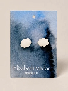 Серёжки-гвоздики Elizabeth Madar «Облако», керамика, белые