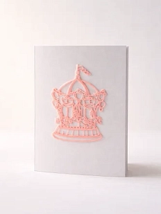Открывающаяся открытка DARI DARI «Карусель» с фигурным элементом, розовая
