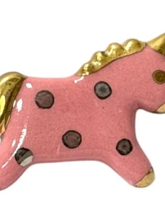 Брошь ручной работы «Единорог», розовая, фарфор