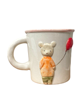 Кружка ручной работы «Мышка с шариком», белая, полуфарфор, 300 мл