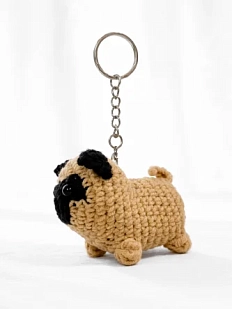 Вязаный брелок Цилинская «Мопс», 6,5 см