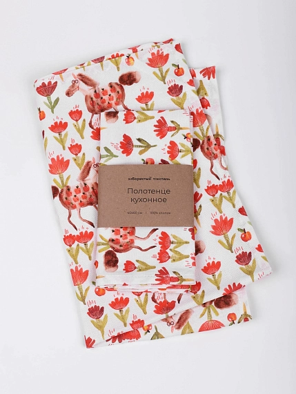 Полотенце «Лошадки», белое, фото 1.