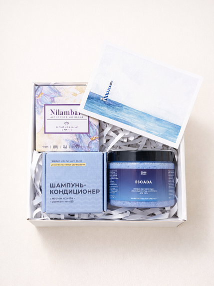 Подарочный набор на 8 марта со скрабом, твердым шампунем и шоколадом, фото 2.