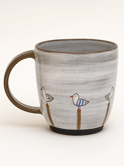 Кружка ручной работы Ким керамика с росписью Лис и чайки, керамика, 450 мл, фото 2.