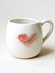 Кружка ручной работы Катя Вебер с сердцем, белая, керамика, 250 мл