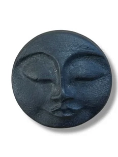 Брошь ручной работы КерамЕлКа «Лицо круглое», чёрная, матовая, фарфор