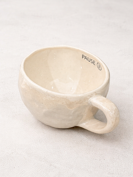 Кружка ручной работы «Pause», белая перламутровая, керамика, 350мл, фото 2.