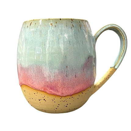 Кружка ручной работы, голубая, керамика, 400 мл, фото 1.