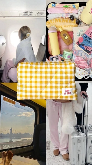 Косметичка ручной работы АМИ (Ami lé sac) «Moyen», жёлтая клетка, фото 2.