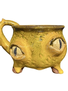 Кружка ручной работы с глазами «Дракон», жёлтая, керамика, 350 мл