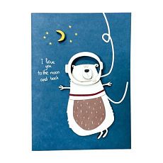 Открытка с деревянными элементами «I love you to the moon and back», открывающаяся, BOE