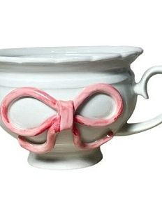 Чашка для чая ручной работы Slowday Ceramics «Бантик», белая, полуфарфор, 250 мл