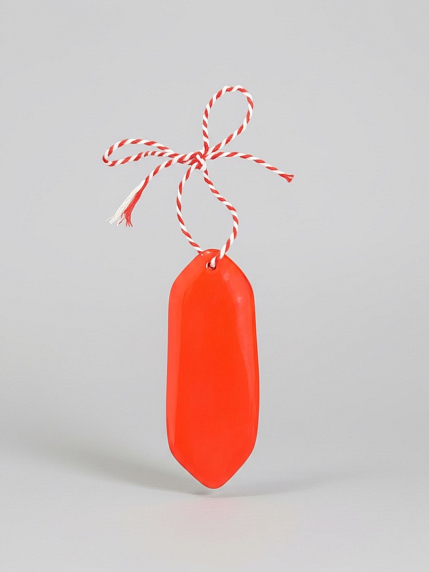 Ёлочная игрушка конфета, красная, белая керамика, фото 1.