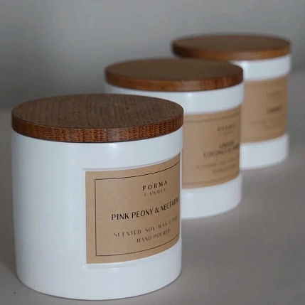 Свеча цилиндр с деревянной крышкой «Зеленый лист инжира и гальбанум», фото 2.