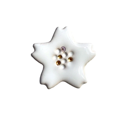 Брошь ручной работы Партала керамика «Цветочек», белая, фото 1.