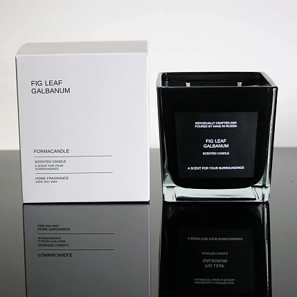 Свеча куб в черном стекле «Зеленый лист инжира и гальбанум», фото 4.