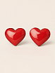 Серёжки-гвоздики Сердечки, дерево, красные, превью фото 2