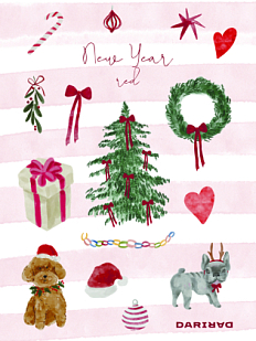 Стикерпак на Новый год «New Year red», А5