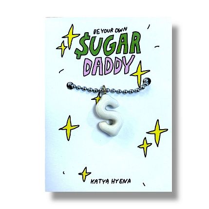 Подвеска на цепочке ручной работы «Sugar Daddy», белый, керамика, фото 1.