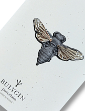 Брошь ручной работы Bulygin «Пчела», фарфор, чёрно-серебристая