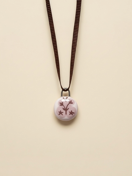 Чокер ручной работы на ленточке «Бабочка», керамика, розово-коричневый, фото 1.