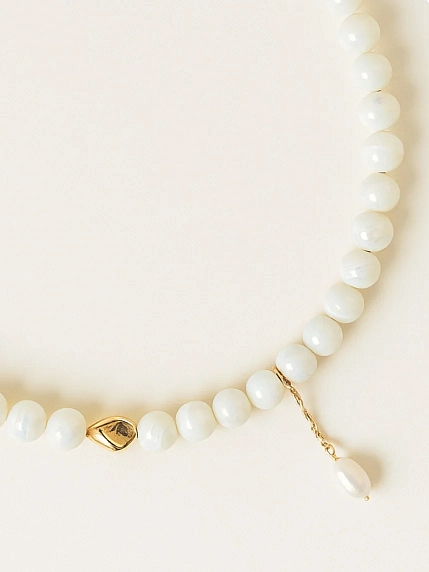 Чокер ручной работы «Serene», перламутр, латунь, фото 1.