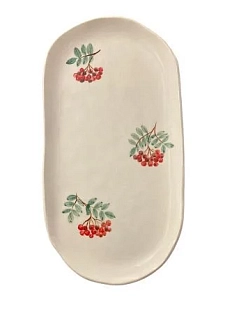 Блюдо ручной работы Верба керамика «Рябина», овальное, керамика, 20 см